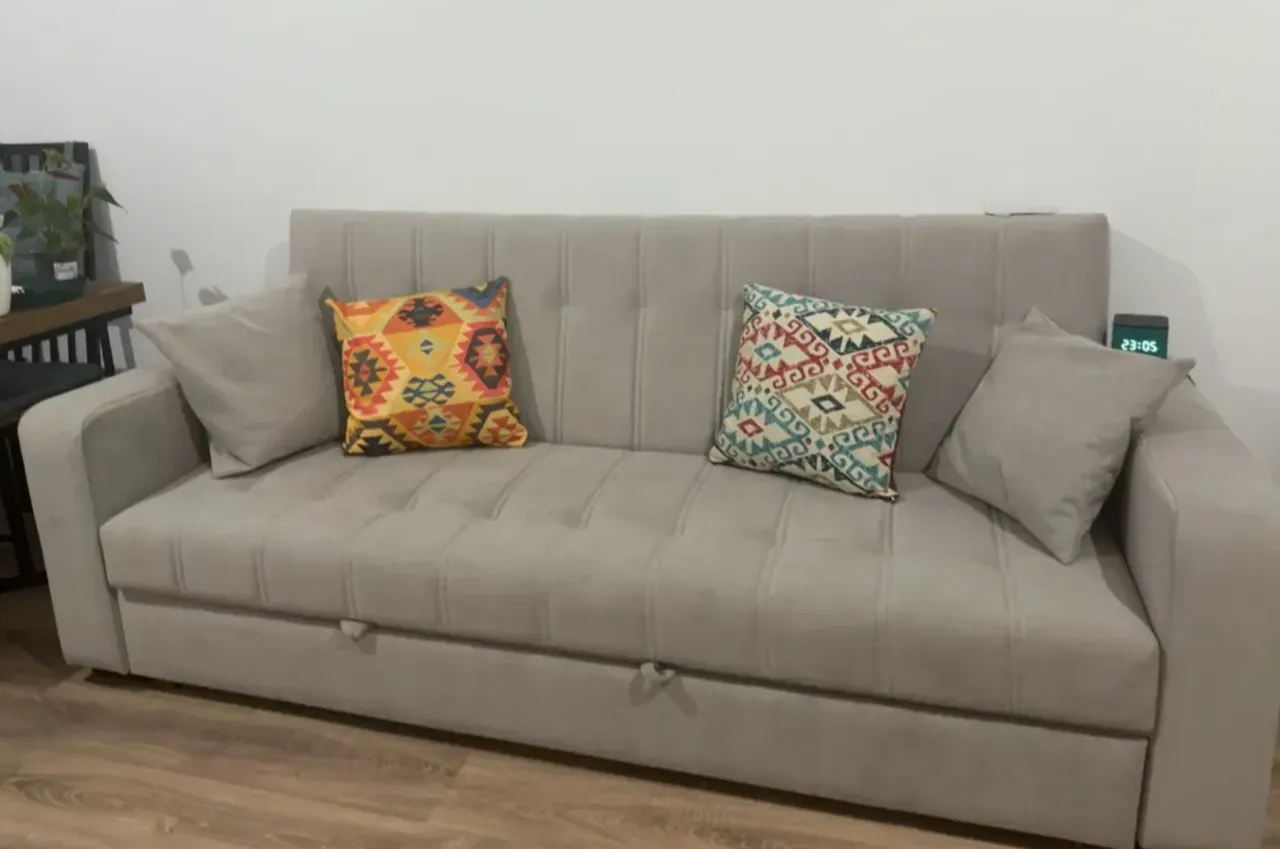 Ուղղանկյուն, բեժ, տեքստիլ, 2 տեղ, 220 x 85 սմ