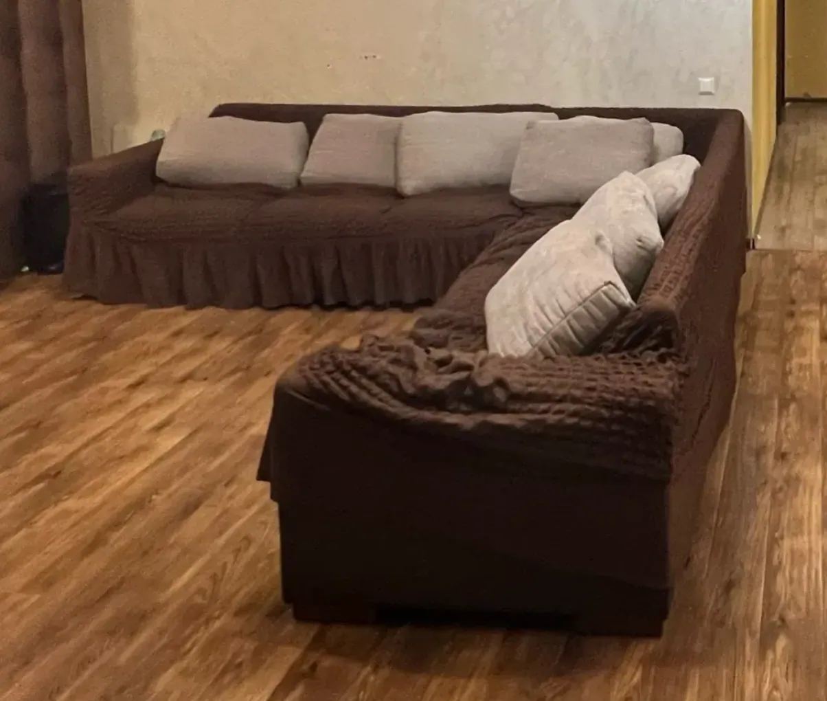 Անկյունային, շագանակագույն, տեքստիլ, 290 x 290 սմ