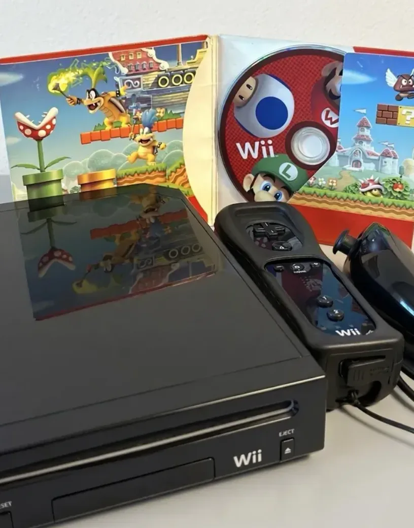 Nintendo Wii (Սև) + New Super Mario Bros.խաղ