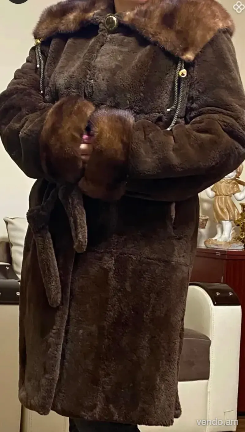 Natural fur coat made of mink and beaver fur